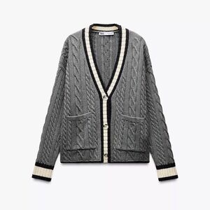 Zara Charcoal Cable Knit Cardigan